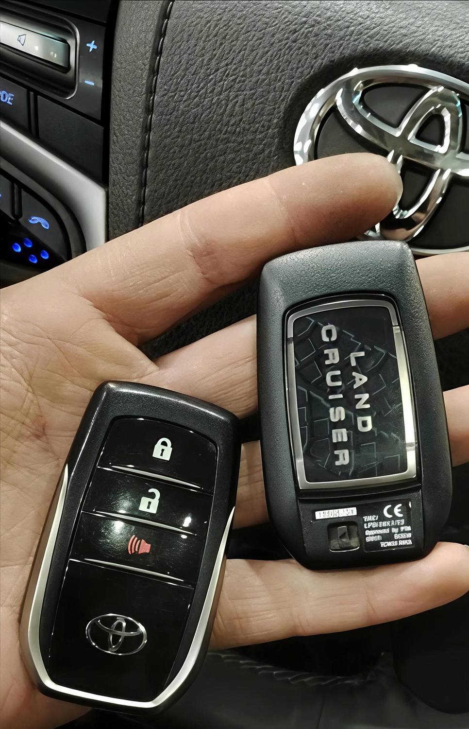 Hai kiểu remote và chìa ô tô Toyota.